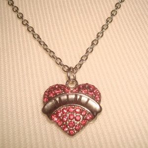 Heart Necklace with Pink Rhinestones MIMI